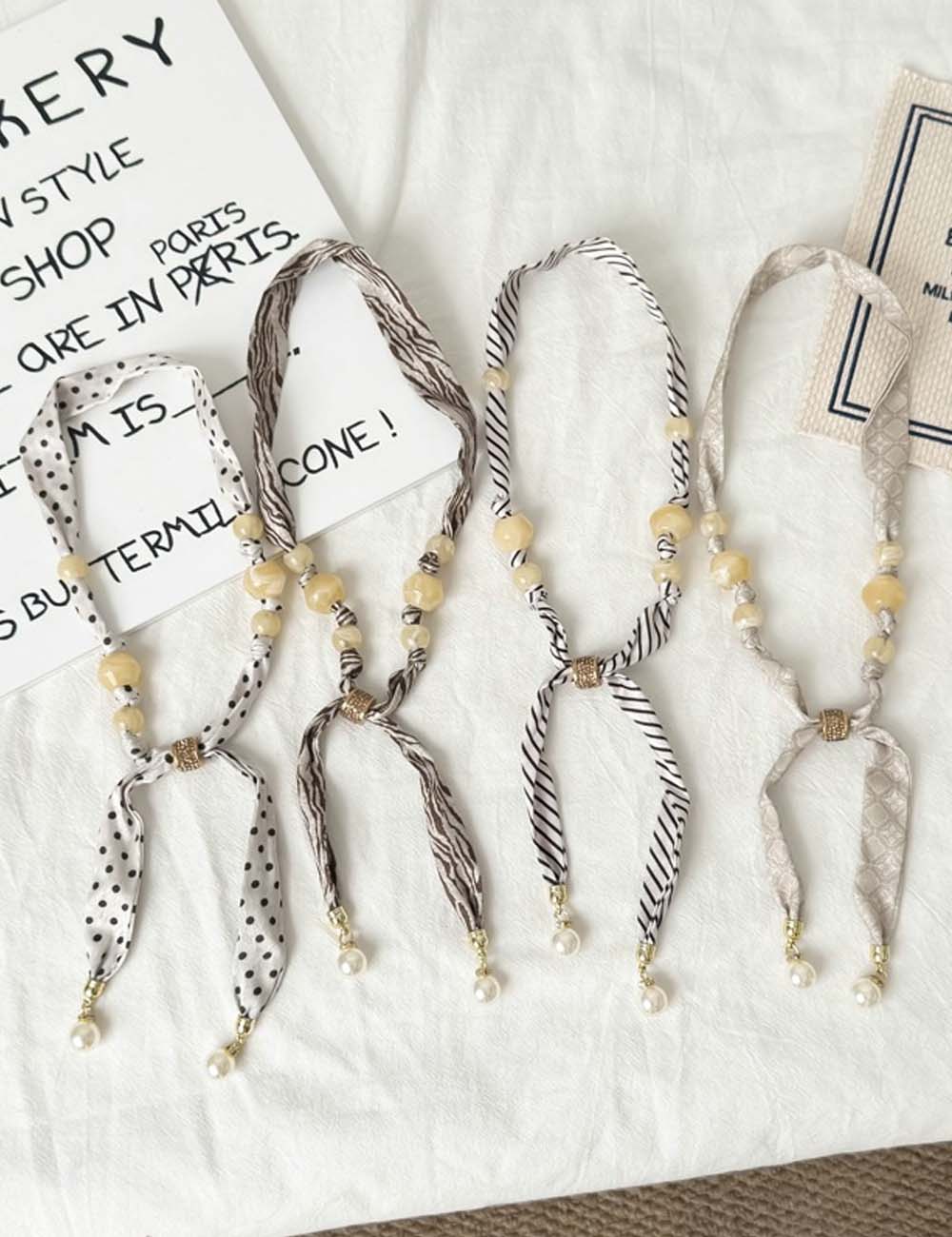 Minimalist Beaded Scarf Necklace - DippedShop Wholesale - #4563