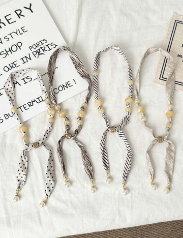 Minimalist Striped Beaded Adjustable Scarf Necklace MK2BW6W6JNC233