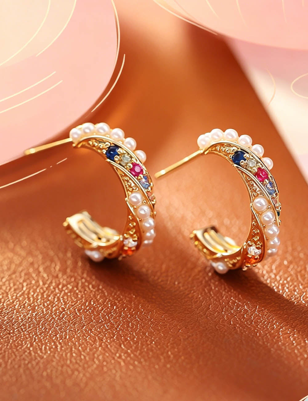 Colorful C-Shaped Stud Earrings - DippedShop Wholesale - #2835