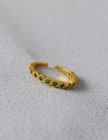 Emerald Rhinestone Open Adjustable Slim Ring DP25E742
