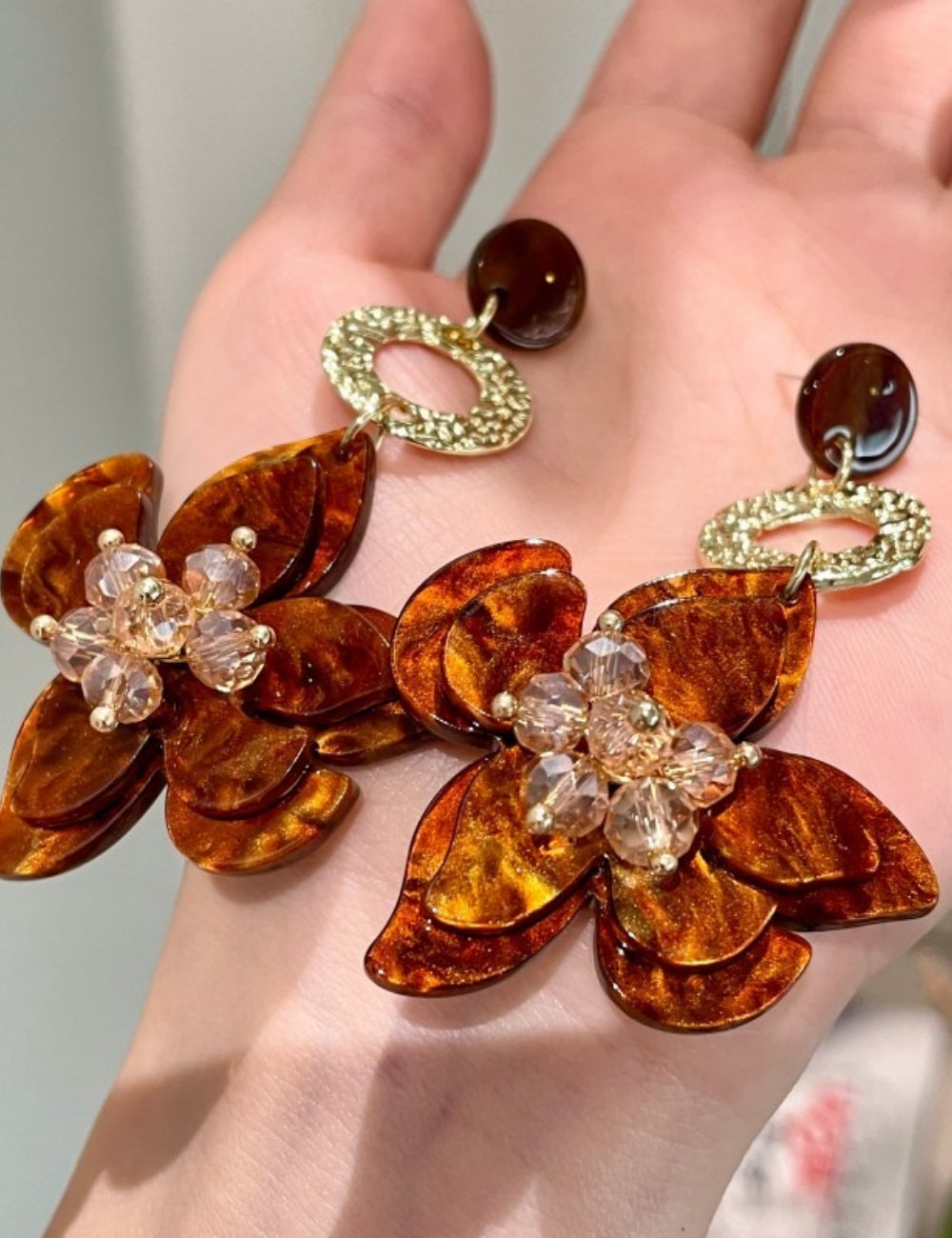 3D Floral Petal Drop Earrings - DippedShop Wholesale - #5907