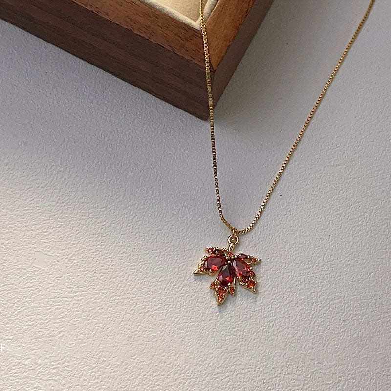 Gold Plated Maple Leaf Necklace - DippedShop Wholesale - #7843