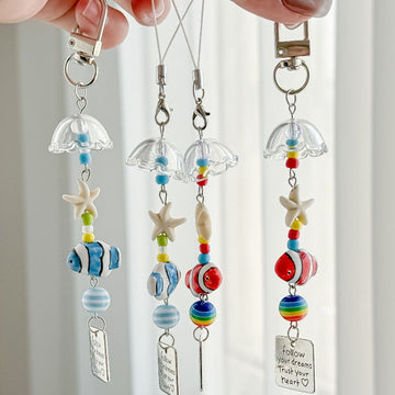 Minimalist Wind Chime Fish Beaded Phone Charm DP25C907