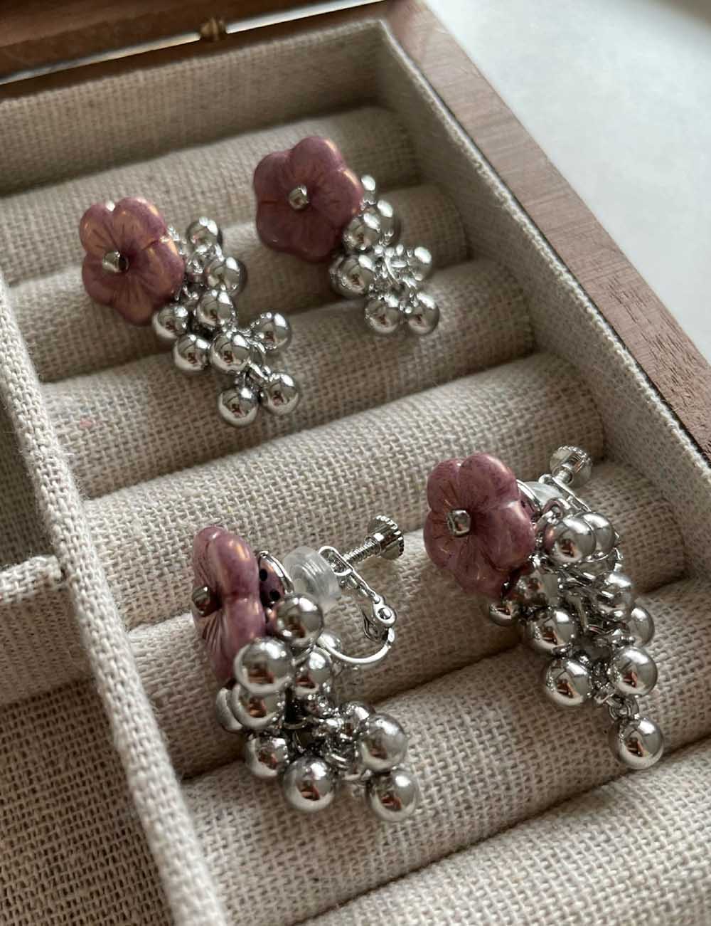 Floral Pearl Beads Handmade Stud Drop Earrings DP26I701