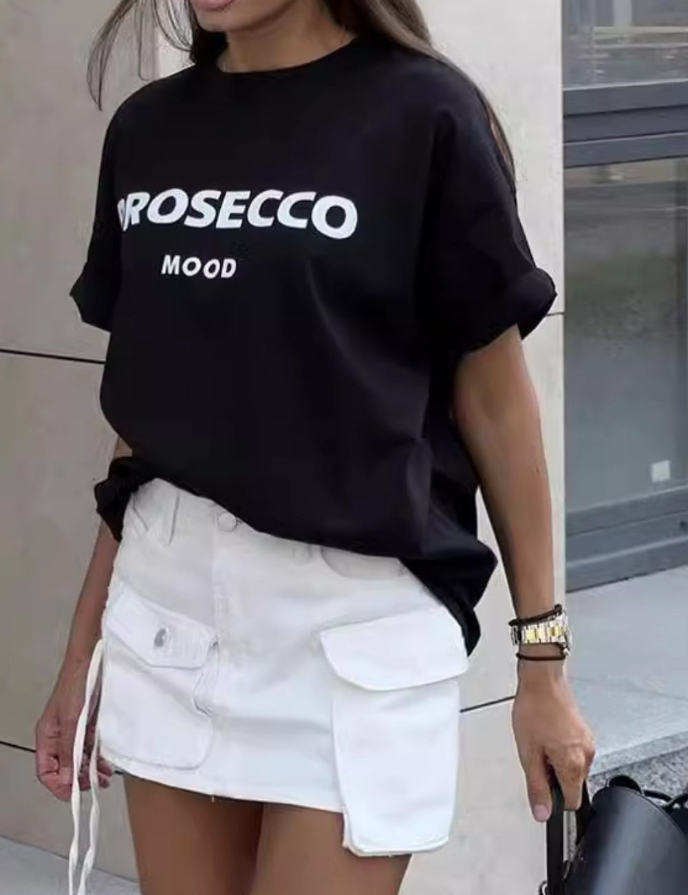 Letter Print Loose Short Sleeves Top DP25B456