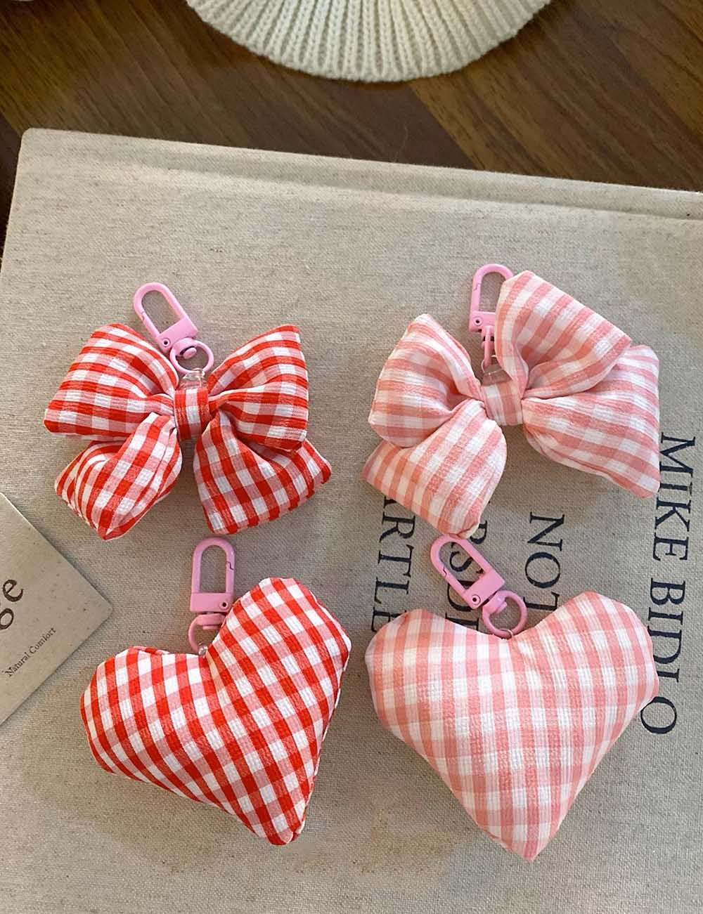 Sweet Plush Plaid Love Bow Bag Charm DP25F441