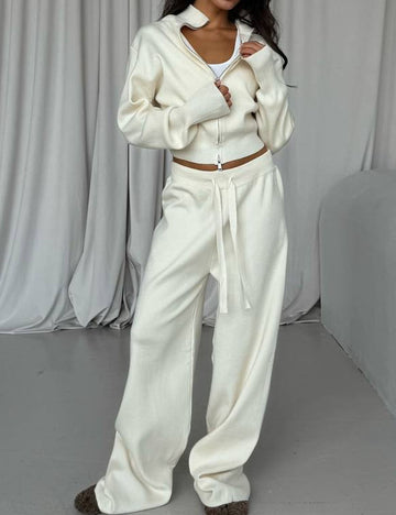 Casual Outfits Knit Cardigan Straight Leg Pants Set DP25H656