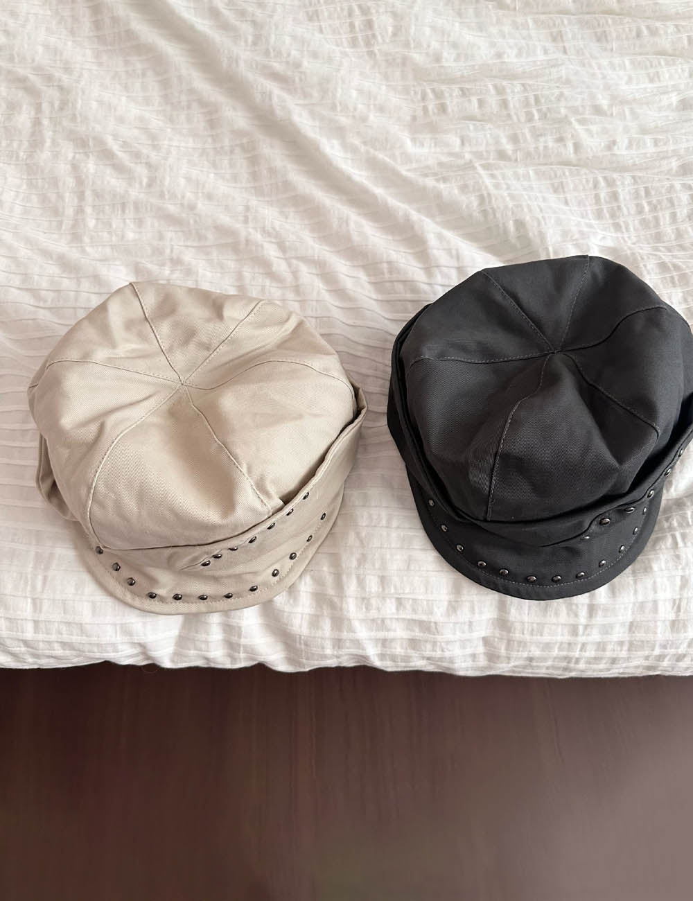 Trendy Irrgular Solid Color Studded Beret Hat 8BK6HAT191L