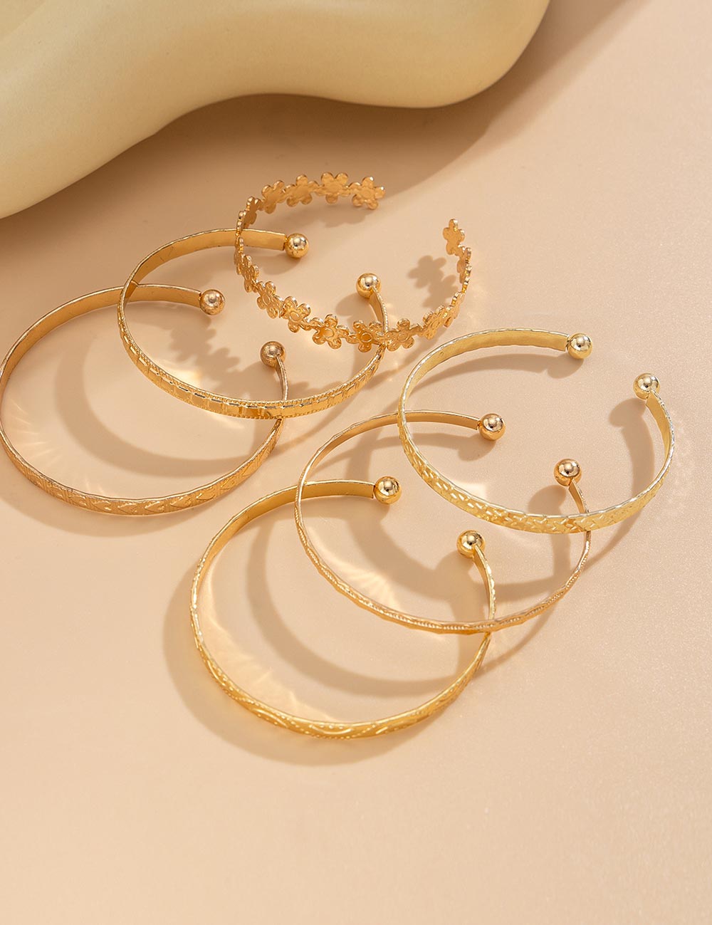 Simple Metal Heart Flower Bracelet Set DP25F820