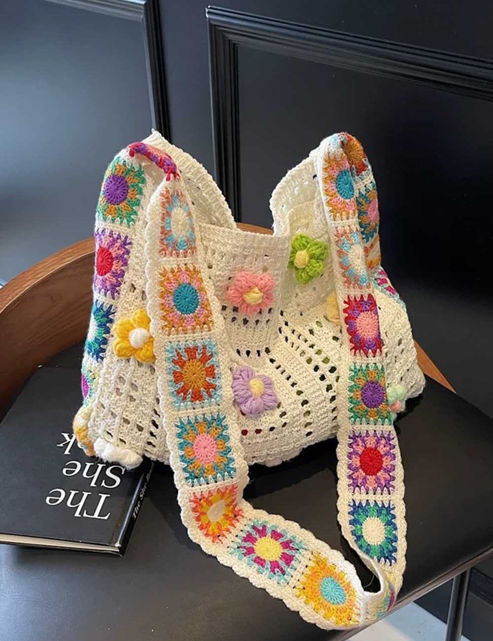 Boho Crochet Shoulder Bag - DippedShop Wholesale - #3843