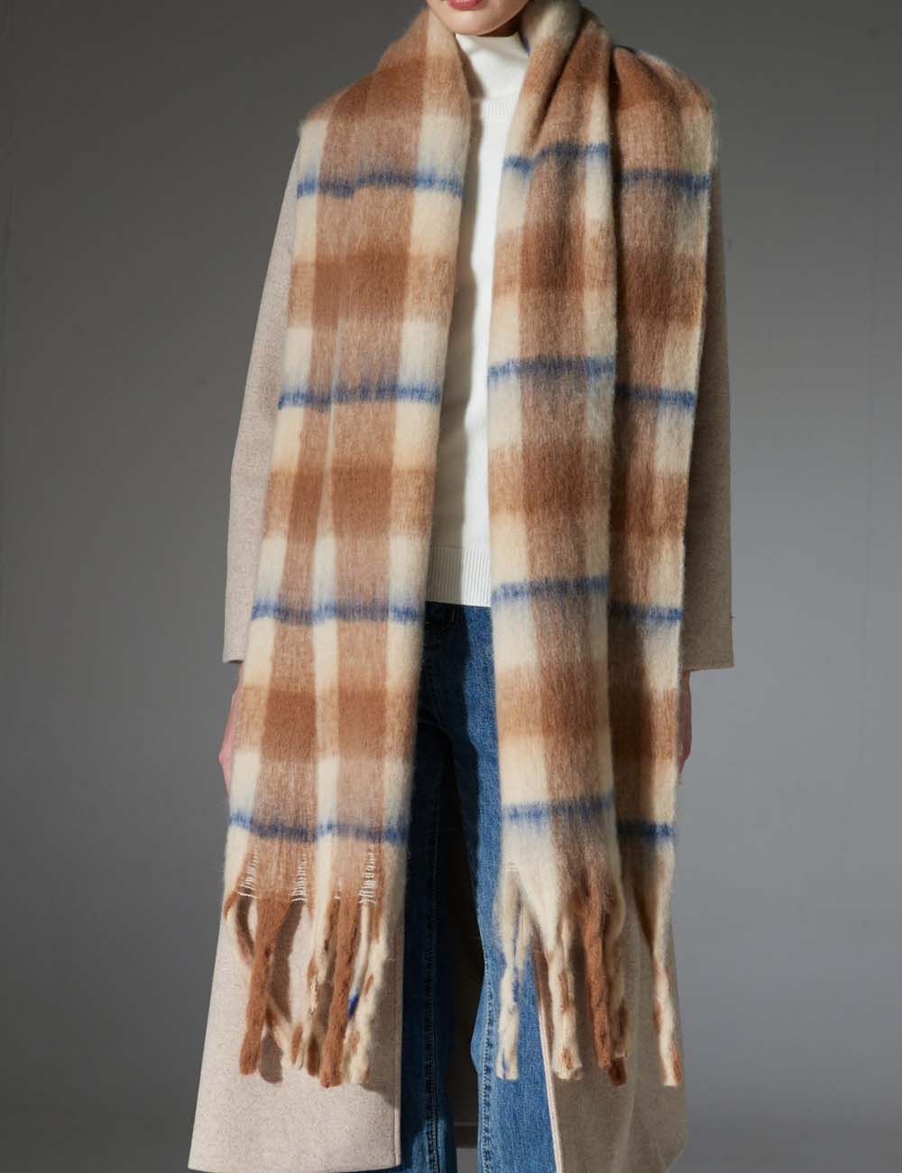 Trendy Winter Tassel Plaid Shawl Soft Scarf DP25G590