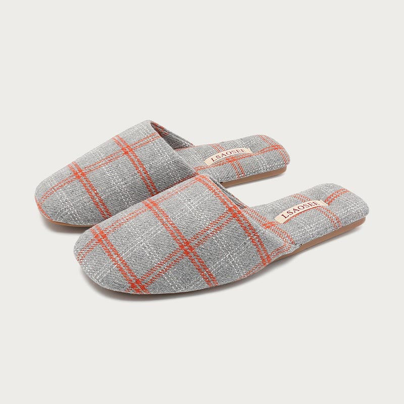 Color Block Plaid Cozy Indoor Slippers DP25G476