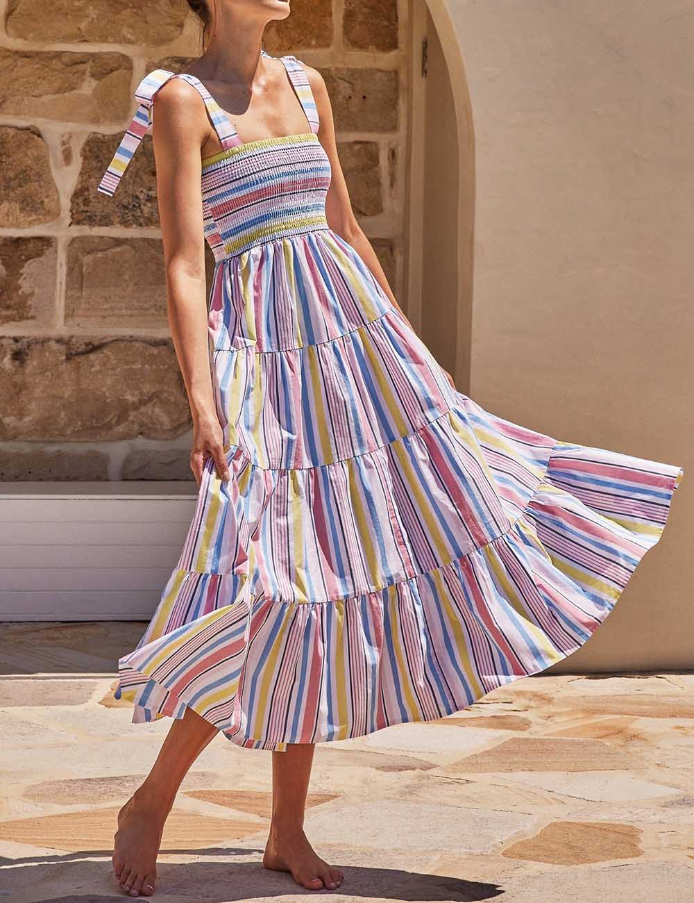 Floral Print Strap Shoulder Maxi Dress DP25D665