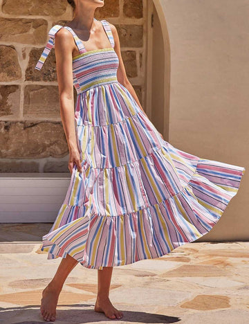 Floral Print Strap Shoulder Maxi Dress DP25D665