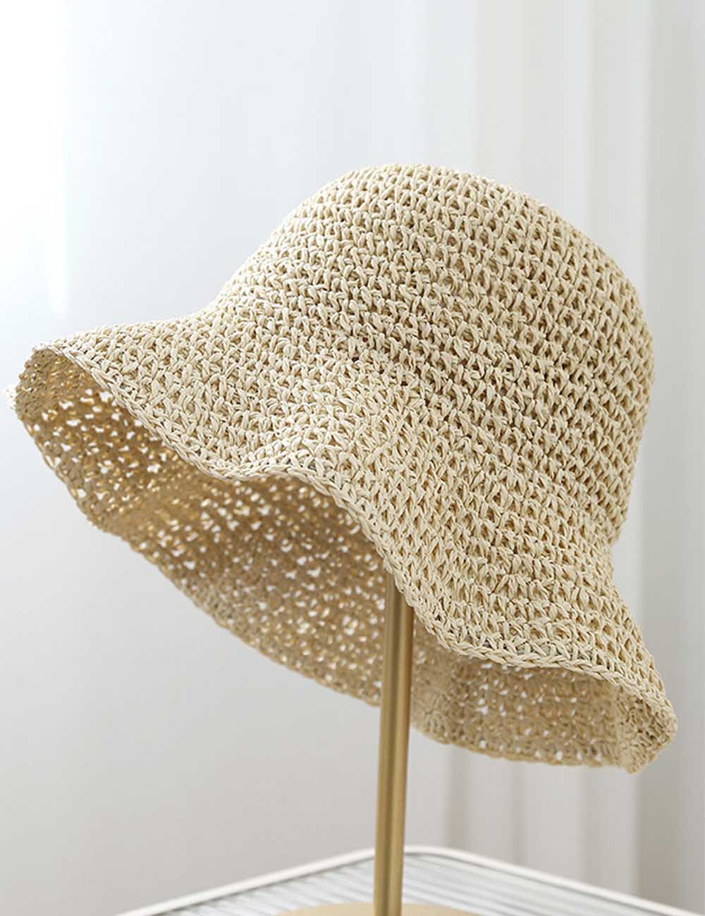 Wide Brim Straw Sun Hat - DippedShop Wholesale - #5987