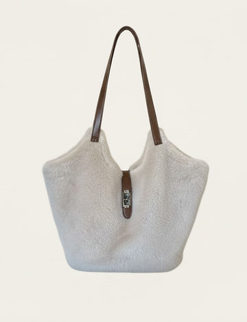 Vintage Fuzzy Large Capacity Commuter Tote Bag DP25H584