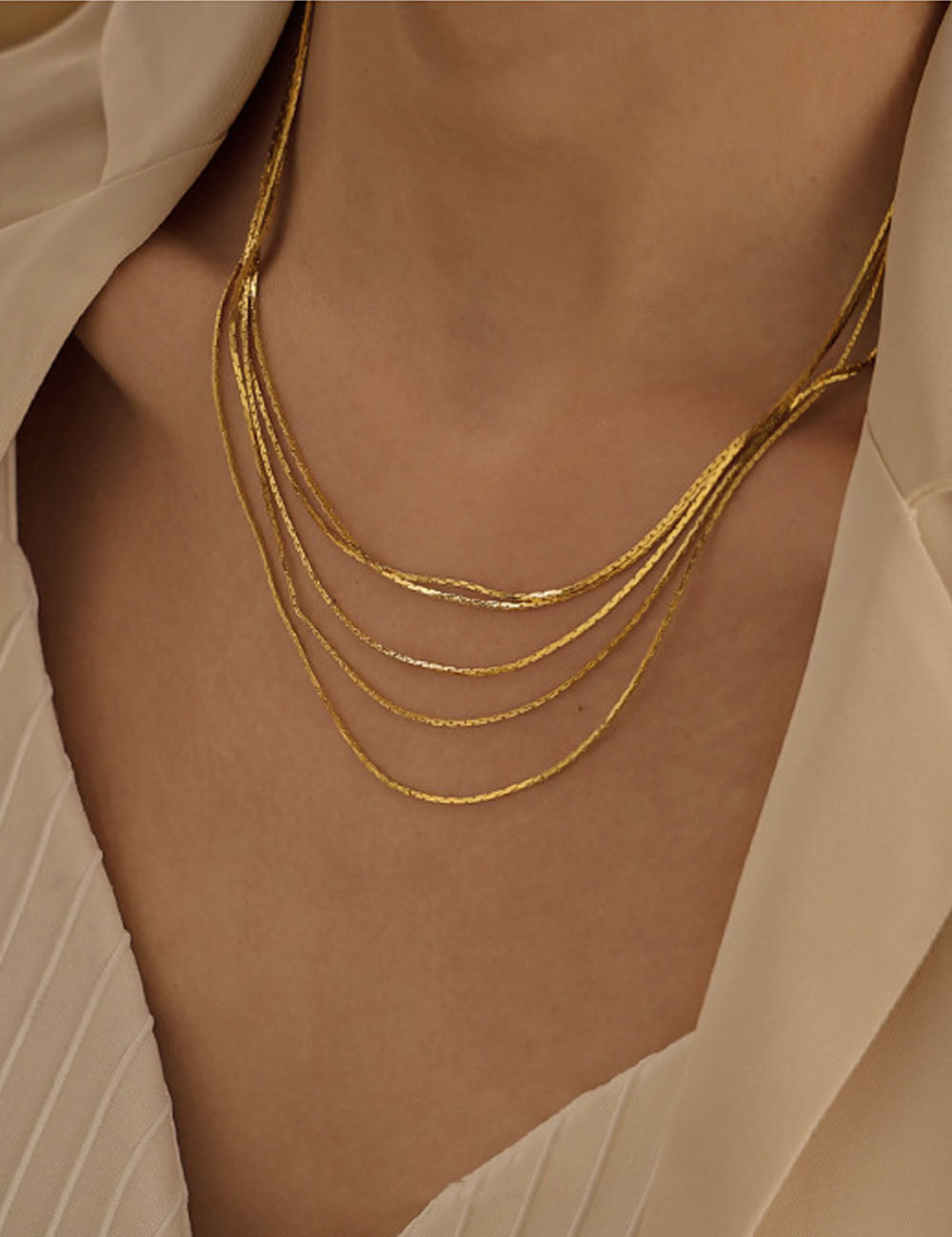 Minimalist Multi-Layer Gold Plated Necklace DP25E807