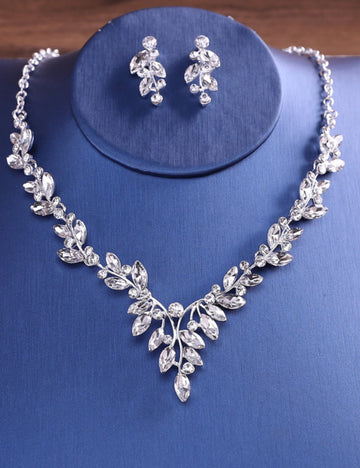 Crystal Rhinestone Necklace Earrings Jewelry Set DPJS1214