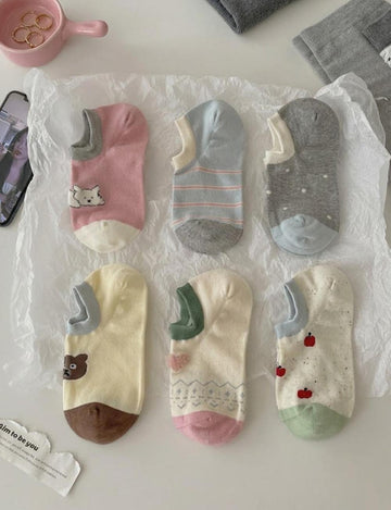 Color Block Cartoon Socks - DippedShop Wholesale - #5491