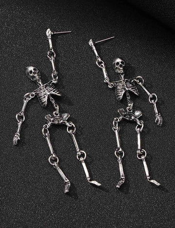 Punk Gothic Skeleton Skull Halloween Dangle Earrings DP25G507