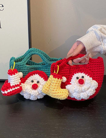 Trendy Santa Claus Crochet Christmas Shoulder Bag DP25H502