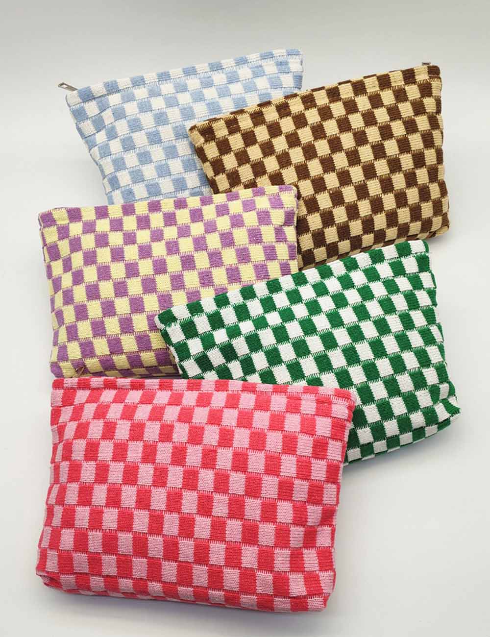 Large Plaid Knit Makeup Bag - DippedShop Wholesale - #6275
