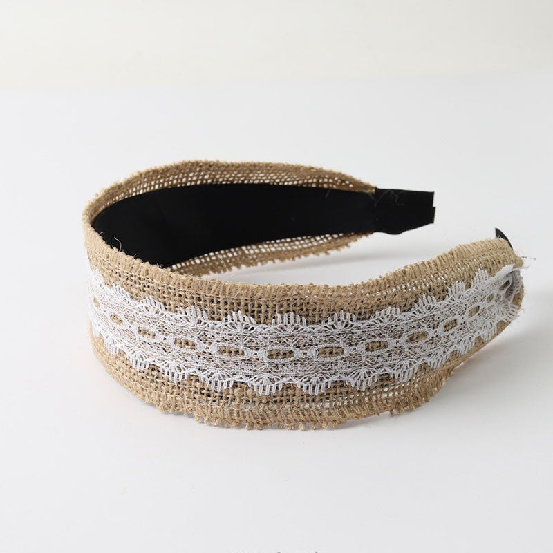 Vintage Hand Woven Lace Wide Headband MK2SPM6W6HBD15
