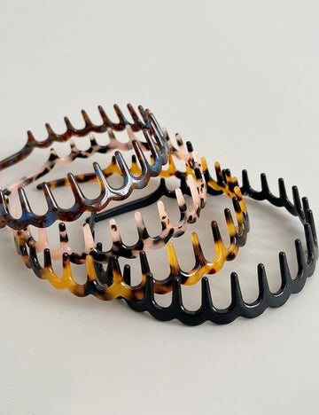 Vintage Leopard Weave Toothed Acetate Headband MK2SPM6W6HBD06