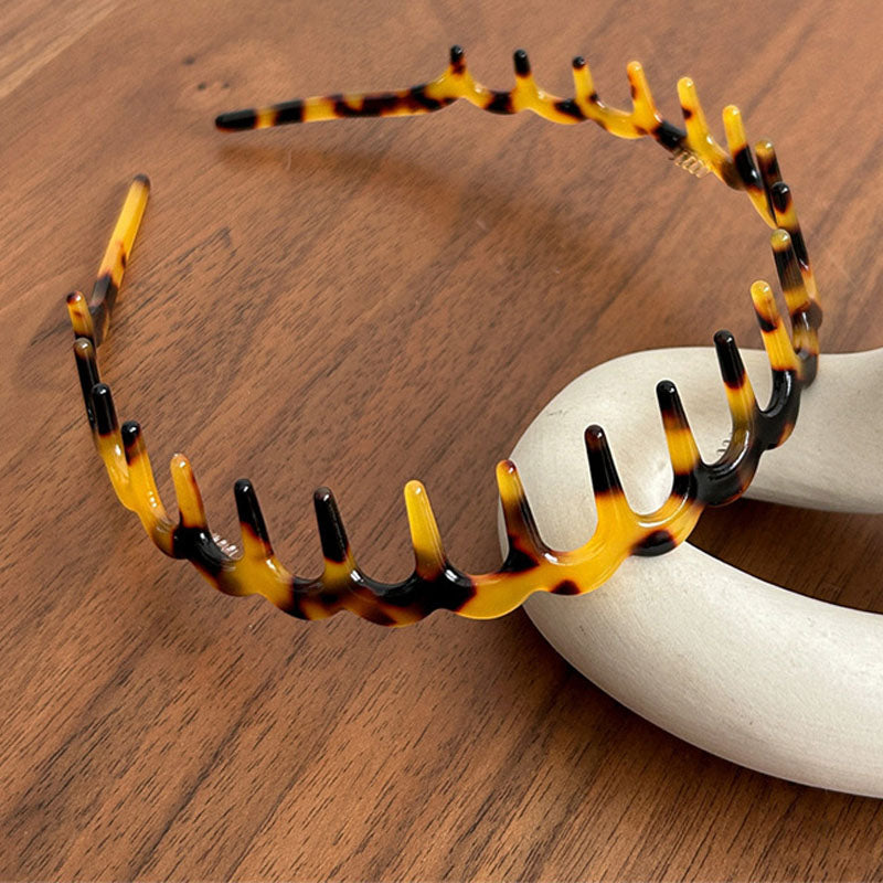 Vintage Leopard Weave Toothed Acetate Headband MK2SPM6W6HBD06