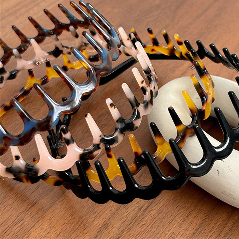 Vintage Leopard Weave Toothed Acetate Headband MK2SPM6W6HBD06