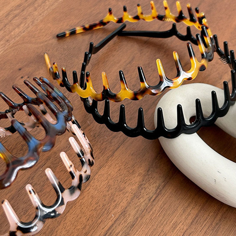 Vintage Leopard Weave Toothed Acetate Headband MK2SPM6W6HBD06