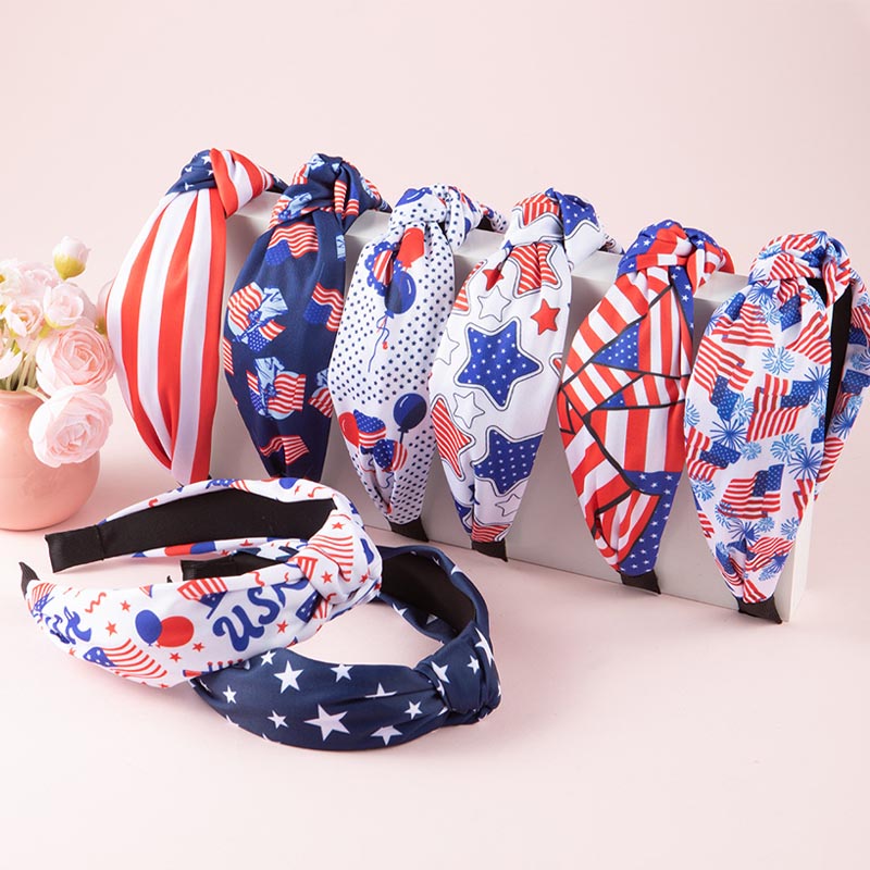 Stylish USA Flag Print Knot Ha - DippedShop Wholesale - #3571