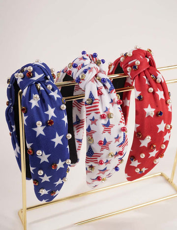 Color Block Star Pattern Pearl Hair Band 8AS6HBD56T