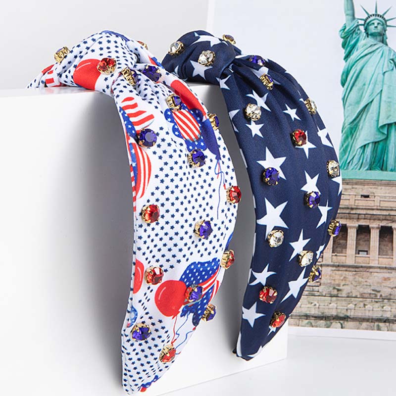 Stylish Color Block American Flag Knotted Hair Band 8AS6HBD61T