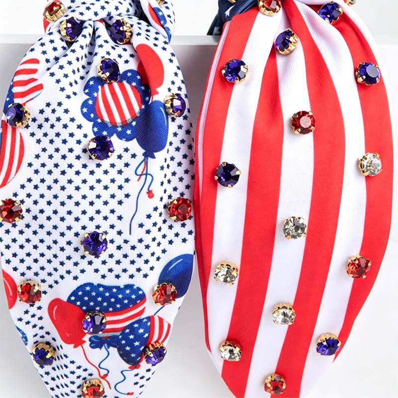 Stylish Color Block American Flag Knotted Hair Band 8AS6HBD61T