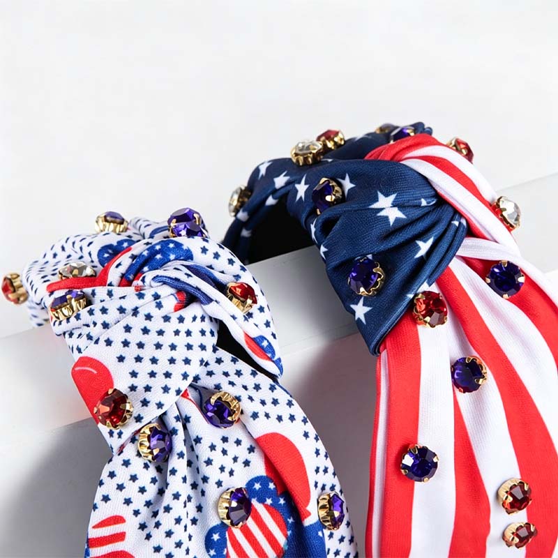 Stylish Color Block American Flag Knotted Hair Band 8AS6HBD61T