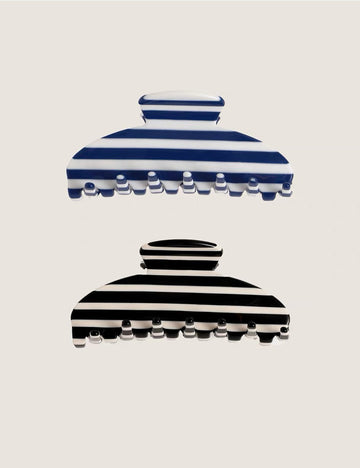 Trendy Color Contrast Striped Acetate Hair Claw 8AS6HCP254T
