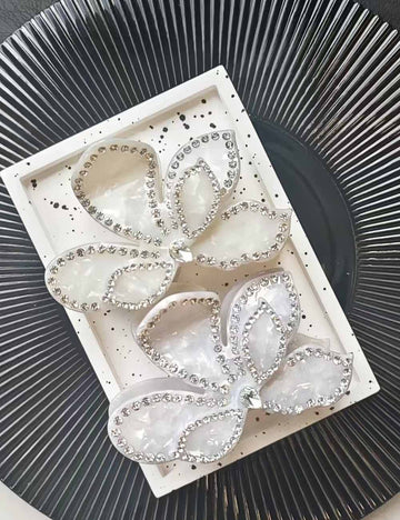 Luxury Rhinestone Flower Petal Acetate Hair Claw 8AS6HCP273L