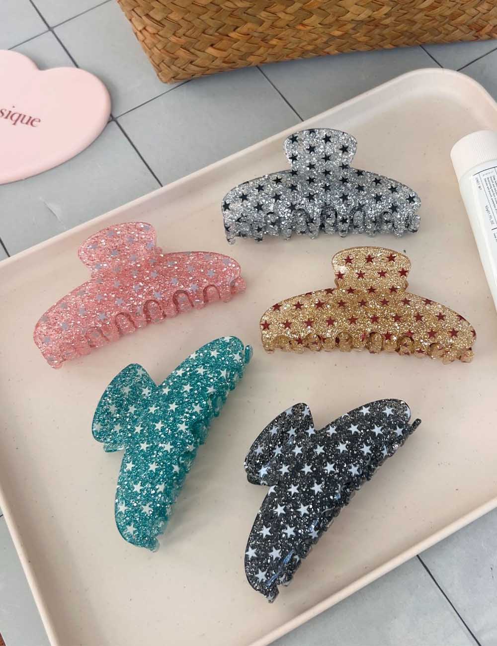 Vintage Star Glitter Non Slip Hair Claw 8AS6HCP279L