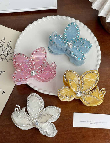 Luxury Colorful Rhinestone Floral Petal Hair Claw 8AS6HCP281L