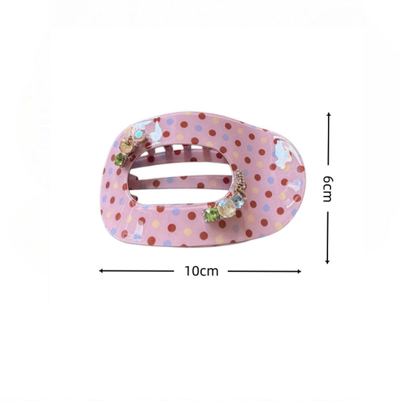 Elegant Oval Rhinestone Hollow Large Hair Claw 8AS6HCP282L