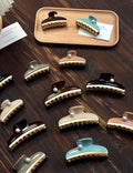Elegant Pearl Color Block Acetate Hair Claw 8AS6HCP291L