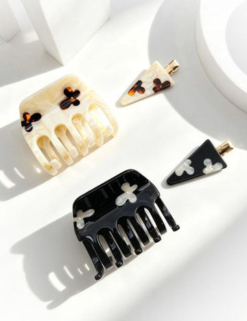 Simple Floral Pattern Acetate Hair Claw 8AS6HCP292L