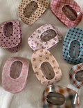 Retro Floral Print Plaid Oval Hair Claw 8AS6HCP297L