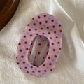 Retro Floral Print Plaid Oval Hair Claw 8AS6HCP297L