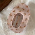Retro Floral Print Plaid Oval Hair Claw 8AS6HCP297L