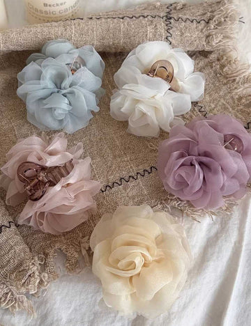 Elegant Solid Color Mesh Flower Hair Claw 8AS6HCP300L