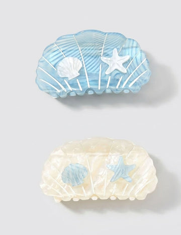 Sweet Ocean Blue Starfish Shell Hair Claw 8AS6HCP319T