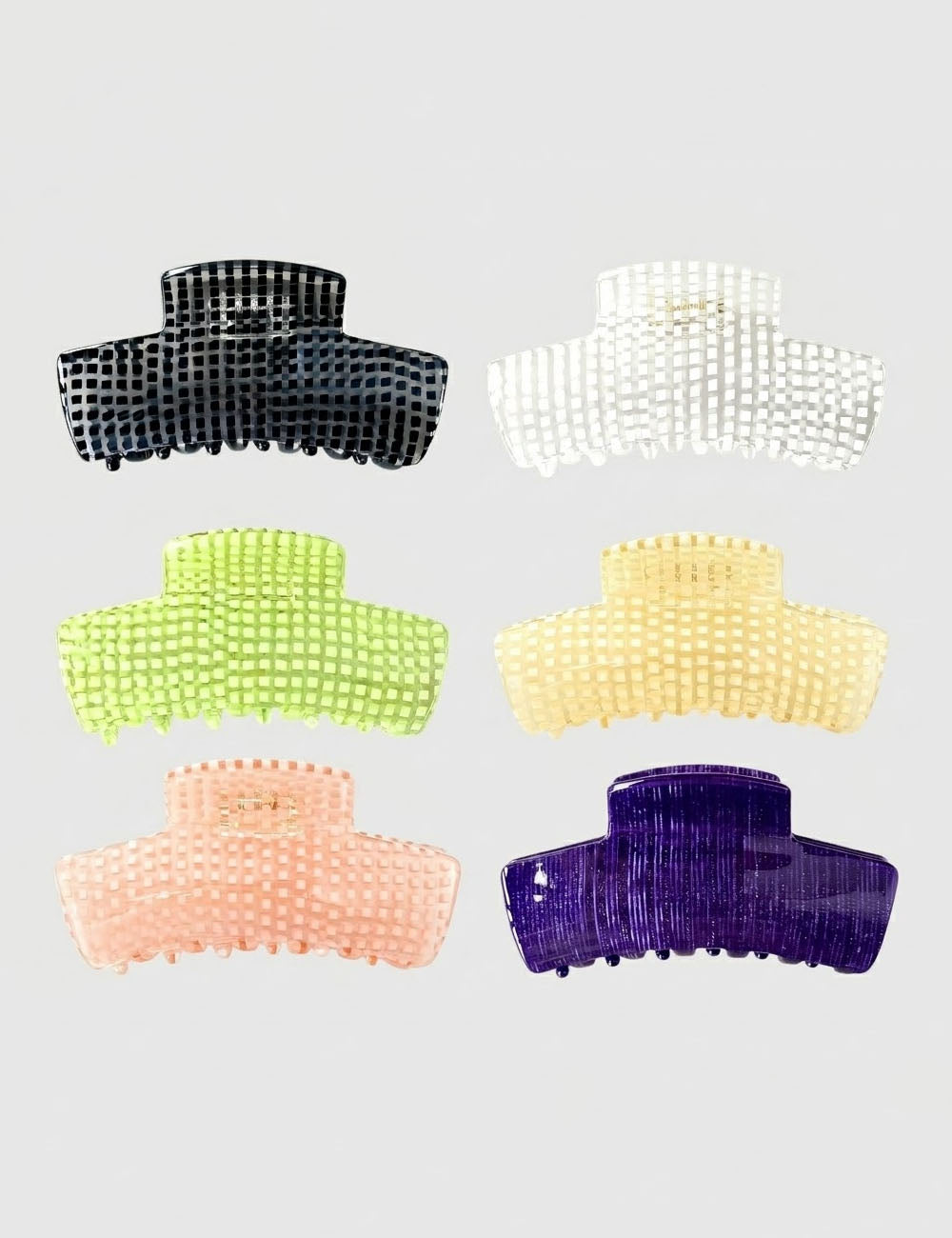 Minimalist Solid Color Plaid Acetate Hair Claw 8AS6HCP323T