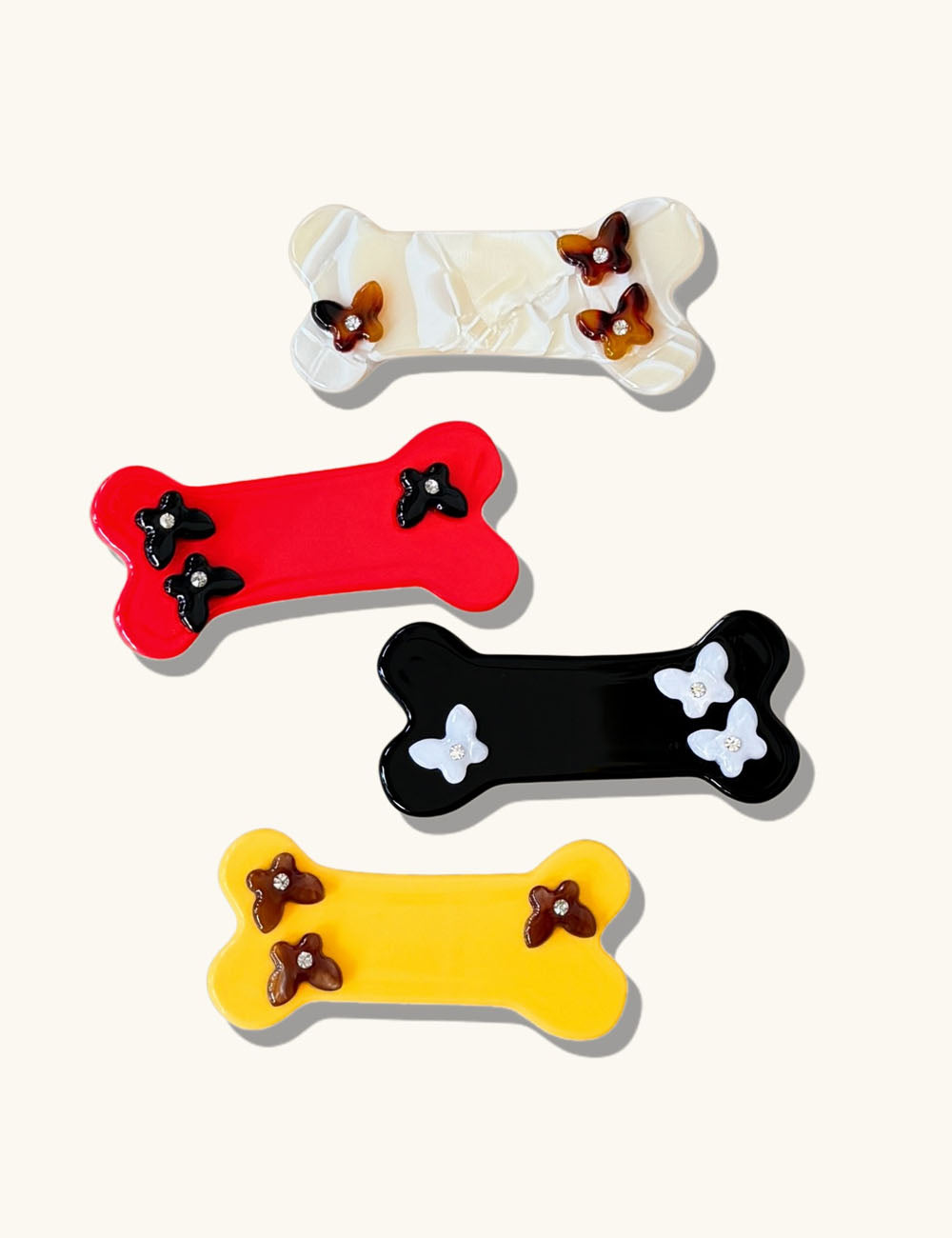 Cute Dog Bone Cubic Zirconia Side Hair Clip 8AS6HCP340T